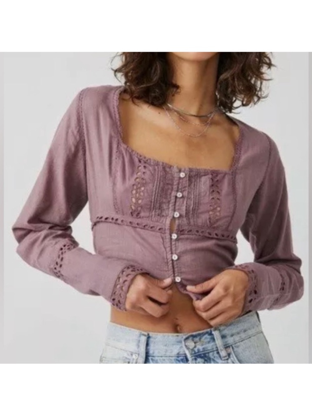Free People Joi Blouse in Roan Rouge, sz L